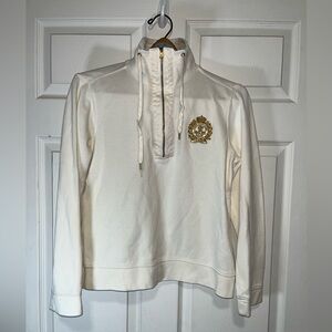 Lauren Ralph Lauren Cream Sweater with Gold Emblem